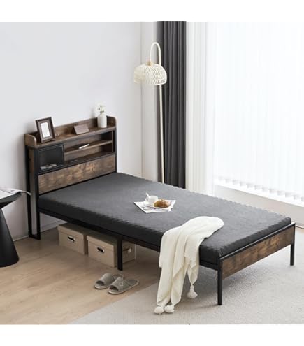 Amazon｜パイプベッド シングル ベッド コンセント付き 宮 ロータイプ